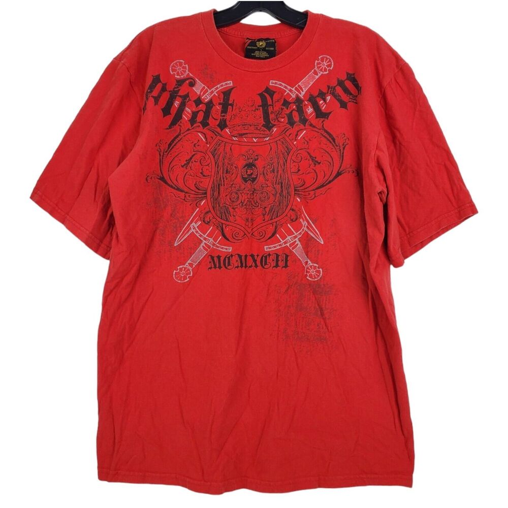 Vintage PHAT FARM CLASSICS Shirt Mens Large Red Spell Out Streetwear Hip Hop Y2K